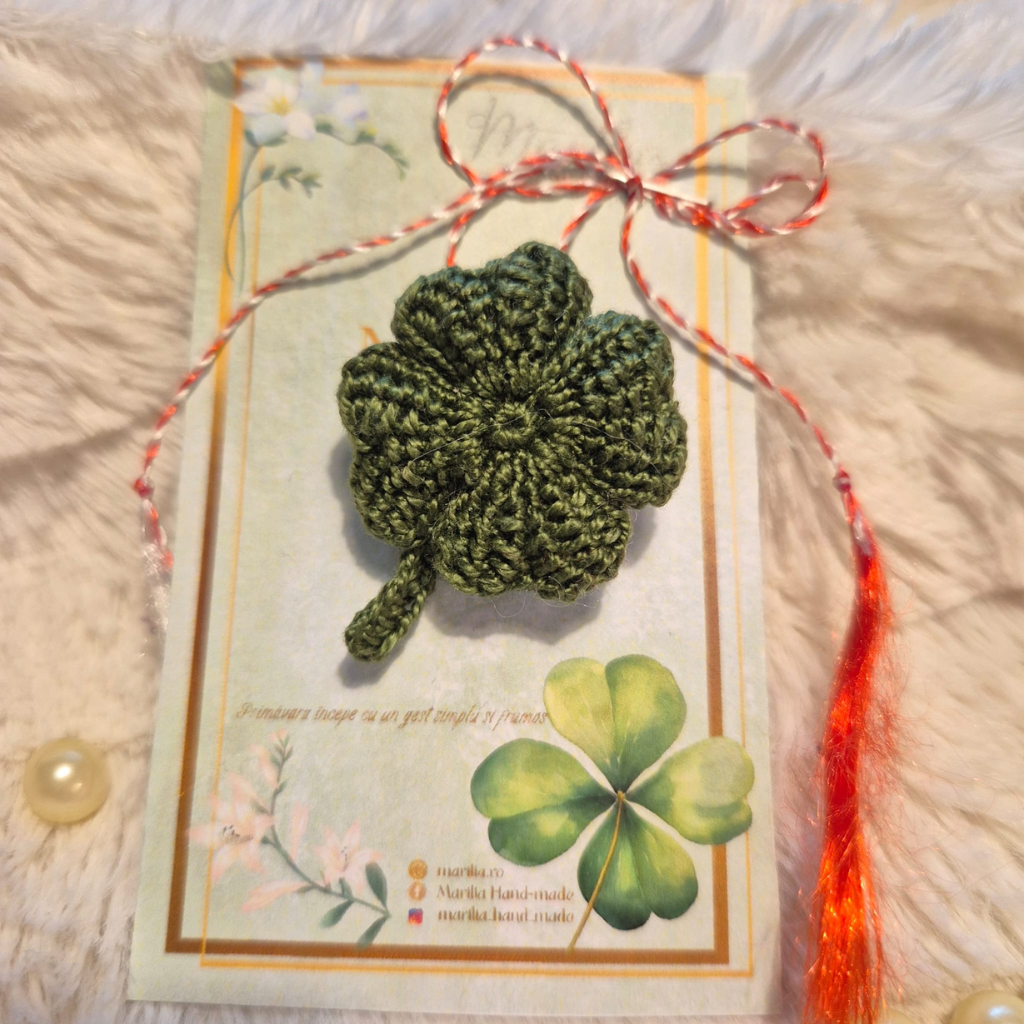 Trifoi cu patru foi verde inchis (3D)